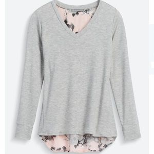 Loveappella Small Woven Back Mixed Media Knit Top - Stitch Fix